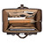 This dark brown leather briefcase is wide open and full of laptops and other things for lawyers.