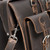 This is the front pocket of a dark brown leather briefcase upclose for lawyers.