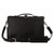 This is the back of a leather briefcase that has a shoulder strap laying on the ground.