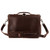 This is the back of a dark red brown leather briefcase that is not in backpack form.
