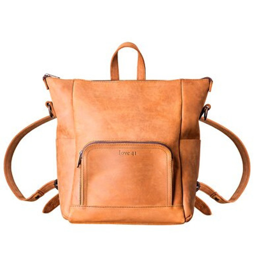This tan leather backpack is perfect for everyday carry