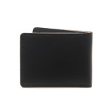 This is a black leather wallet bifold with RFID showing the back side.