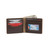 This is a dark brown leather wallet bifold with RFID showing the inside.