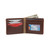 This is a red brown leather wallet bifold with RFID showing the inside.