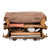This is the interior of a light tan brown full grain leather briefcase with two gussets.