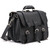 This is a black full grain leather briefcase with two belt straps that come off.