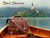 This is a red brown full grain leather briefcase on a rowboat in Bled Slovenia.