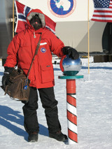 This is a dark brown full grain leather briefcase at the South Pole