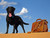 This is the greatest dog of all time, Blue, with a red brown full grain leather briefcase.