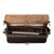 This is the interior of a dark brown slim leather briefcase with a light tan suede interior.