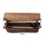 This is the interior picture of a red brown slim leather briefcase with a light tan interior suede lining.