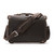 This is the back of a dark brown slim leather briefcase that has a strap laying in front of it.