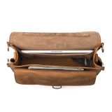 This is the top view of the tan leather laptop briefcase so you can see what it holds.