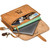This is the slim leather briefcase laid on its side with all that it can hold spilling out.