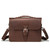 This is a red brown thin leather briefcase that is 14 inches wide.