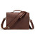 This is a red brown slim leather briefcase turned backwards.