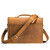 This is the back of a tan brown leather briefcase that is slim and easy to carry
