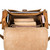 This is the inside of the tan leather backpack with a light beige tan interior.