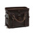 This is the dark brown leather duffle bag gladstone closure wide open.