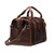 This is the red brown leather overnight duffle bag from the side.