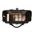 This is the top view of a black leather duffle bag wide open and full overnight clothes.