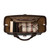 This is the top view of a dark brown leather duffle bag wide open and full overnight clothes.