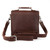 This is a red brown leather satchel man bag from the back.