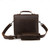 This is a dark brown leather satchel man bag from the back.