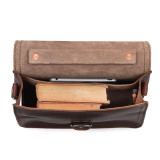 This is a red brown leather satchel man bag from the inside.
