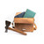 This is the front side of a tan brown leather satchel with a front pocket empty.