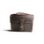 This is the front side of a dark brown leather satchel with a front pocket.