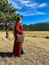 This is our leather minimal bag shown on a model
