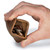 This is a tan brown leather coin purse that has change inside.