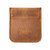 This is the front of a tan brown leather coin purse used for change.