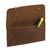 This is a tan brown leather wallet bag wide open.