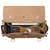 This is the top open view of a tan brown rounded leather satchel.