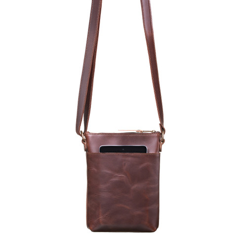 This is the front view of the Crossbody Leather Zipper Pouch