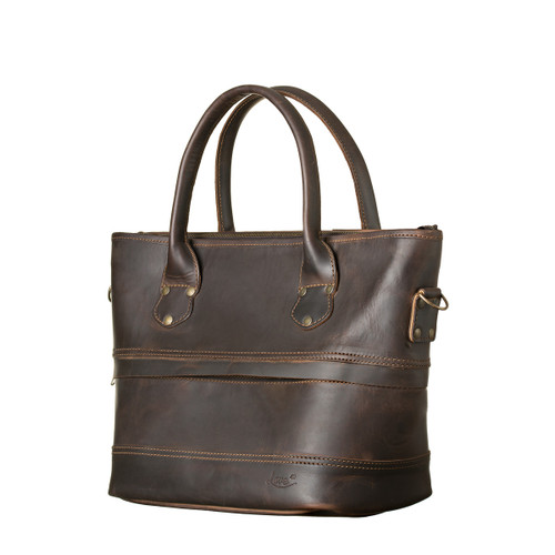 Suzette's Steals Expandable Zipper Leather Tote - Dark Coffee