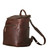 This is the side view of the leather all in one backpack in chestnut