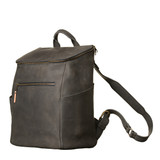 This is the side view of the leather all in one backpack in black