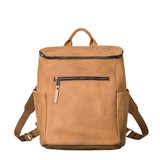 This is the front view of the leather all in one backpack in light tan