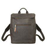 This is the front view of the leather all in one backpack in black