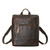 This is the front view of the leather all in one backpack in dark coffee
