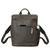 This is the front view with device of the leather all in one backpack in black