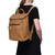 This is the model view of the leather all in one backpack in light tan