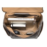 This is the inside view of the leather all in one backpack in dark coffee