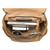 This is the inside view of the leather all in one backpack in light tan
