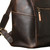 This is the side pocket view of the leather all in one backpack in dark coffee