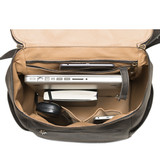 This is the inside view of the leather all in one backpack in black