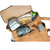 This is the packed inside view of the leather all in one backpack in light tan